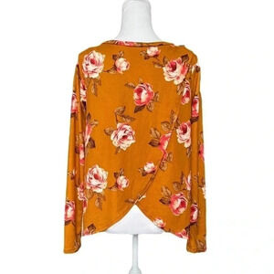 NWT Crisscrossing Floral Changeable Sweater, Coral, Mustard, Size S-XS